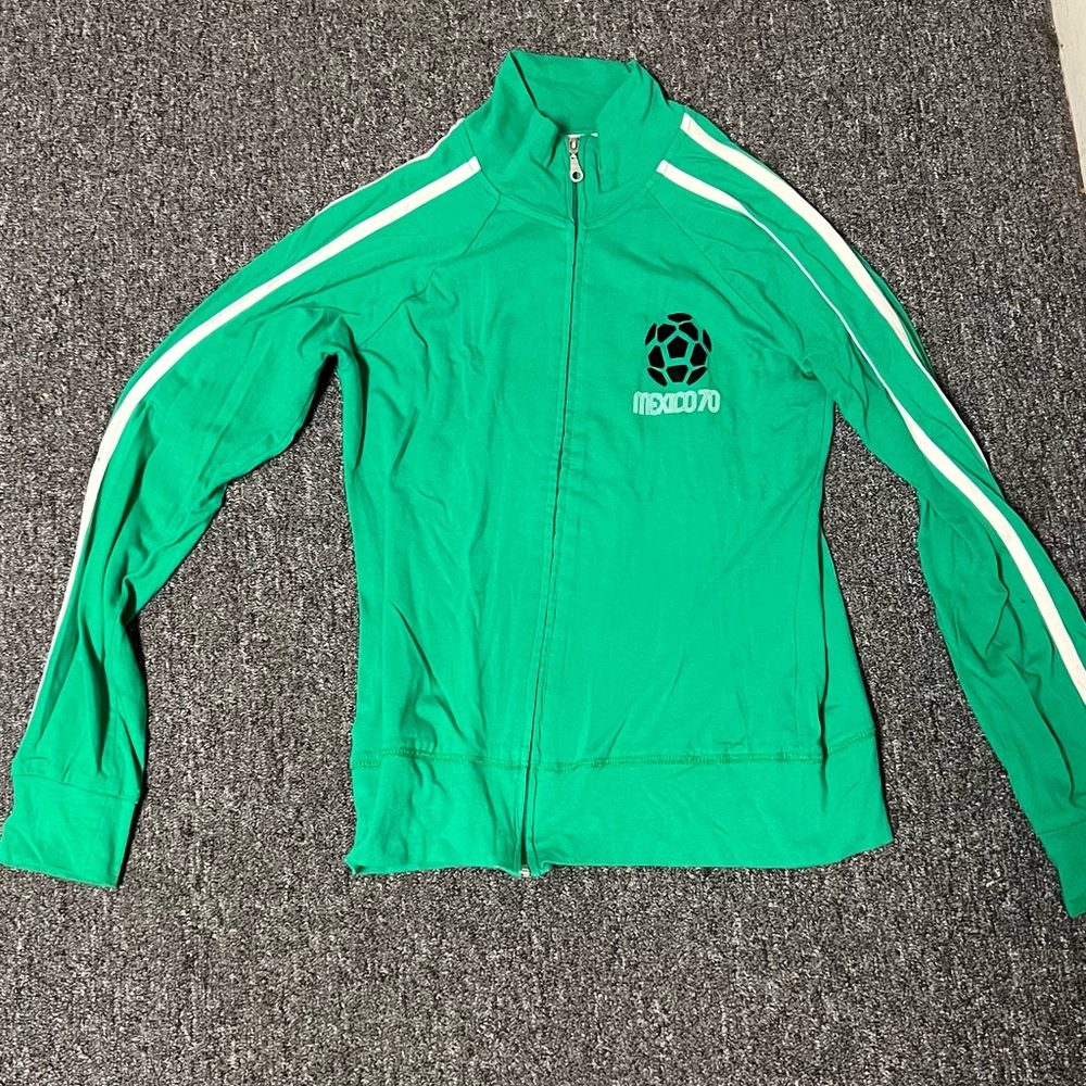 México Green Track Jacket with White Stripes